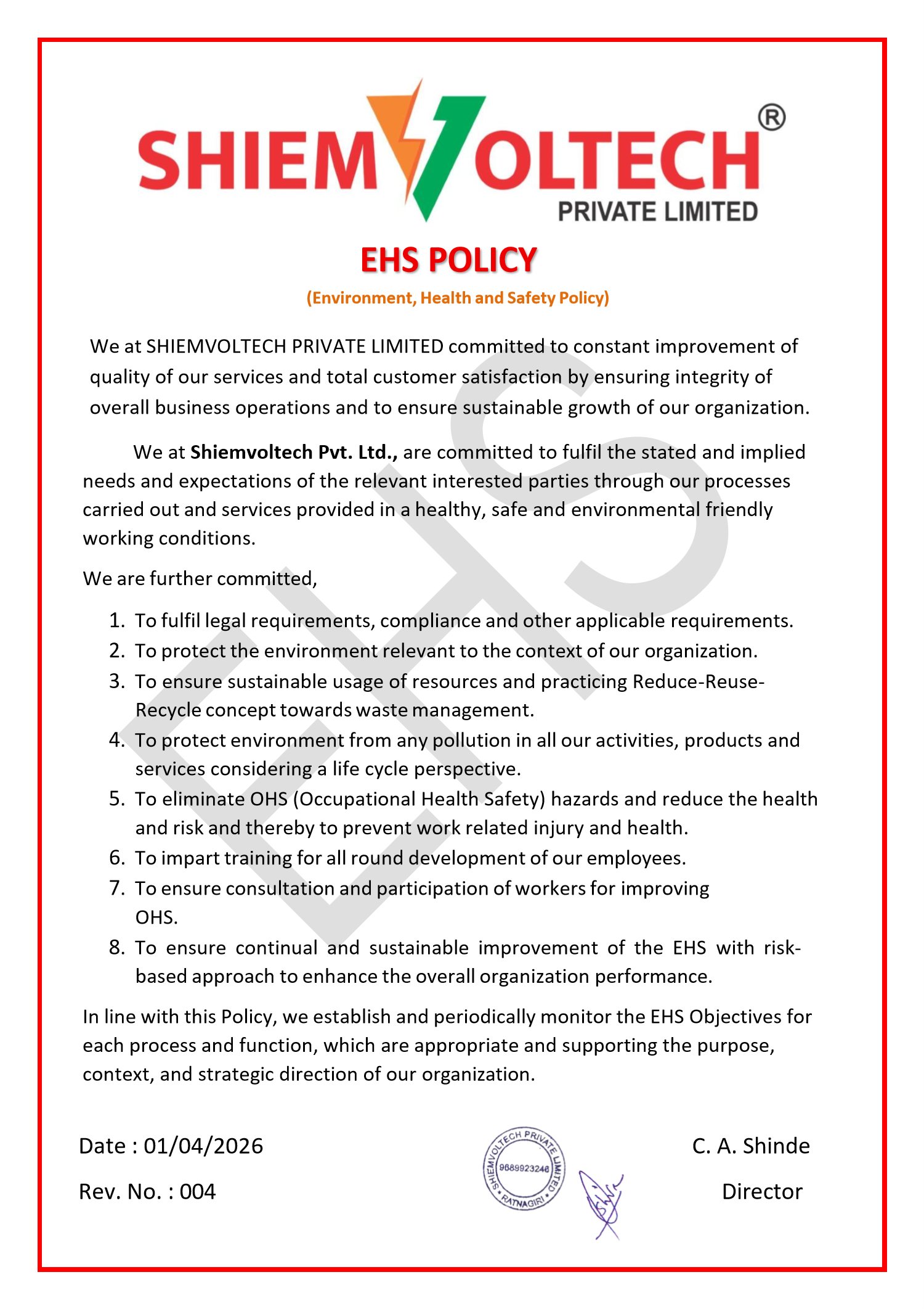 EHS Policy